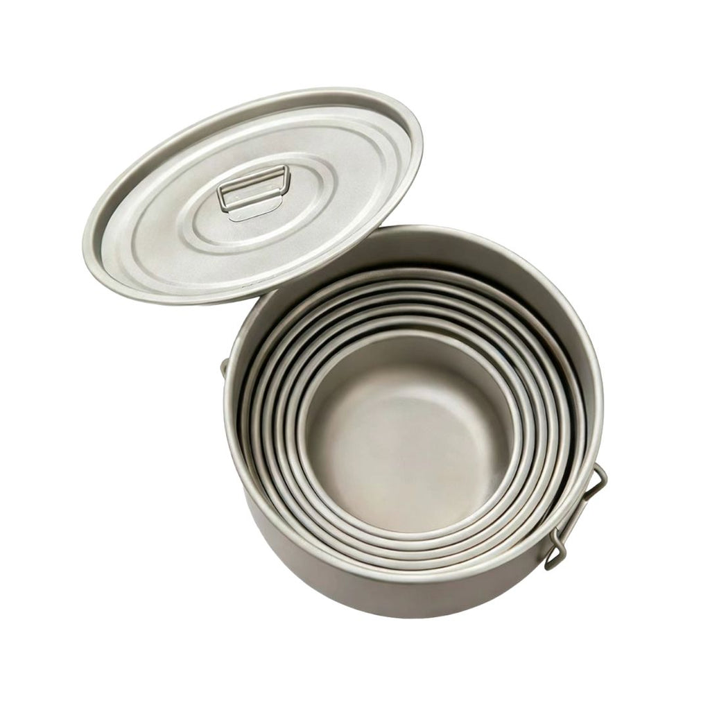 Titanium Cookware Set 9-Piece – Lightweight Folding Pot, Frying Pan, Lid &amp; Steamer