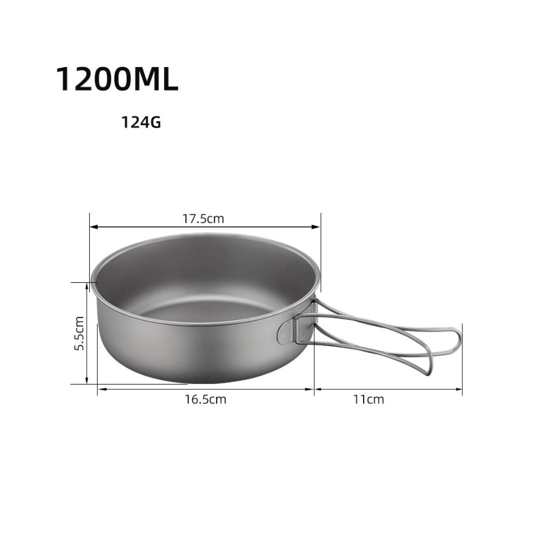 Titanium Cookware Set – 6-Piece Lightweight Folding Frying Pan / Tableware Kit