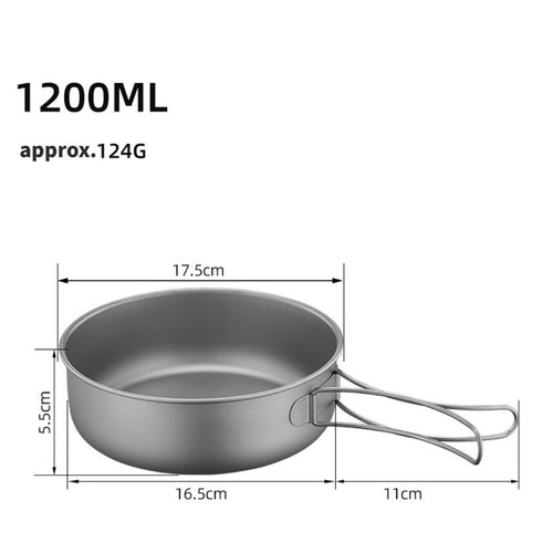 Titanium Cookware Set – 6-Piece Lightweight Folding Frying Pan / Tableware Kit