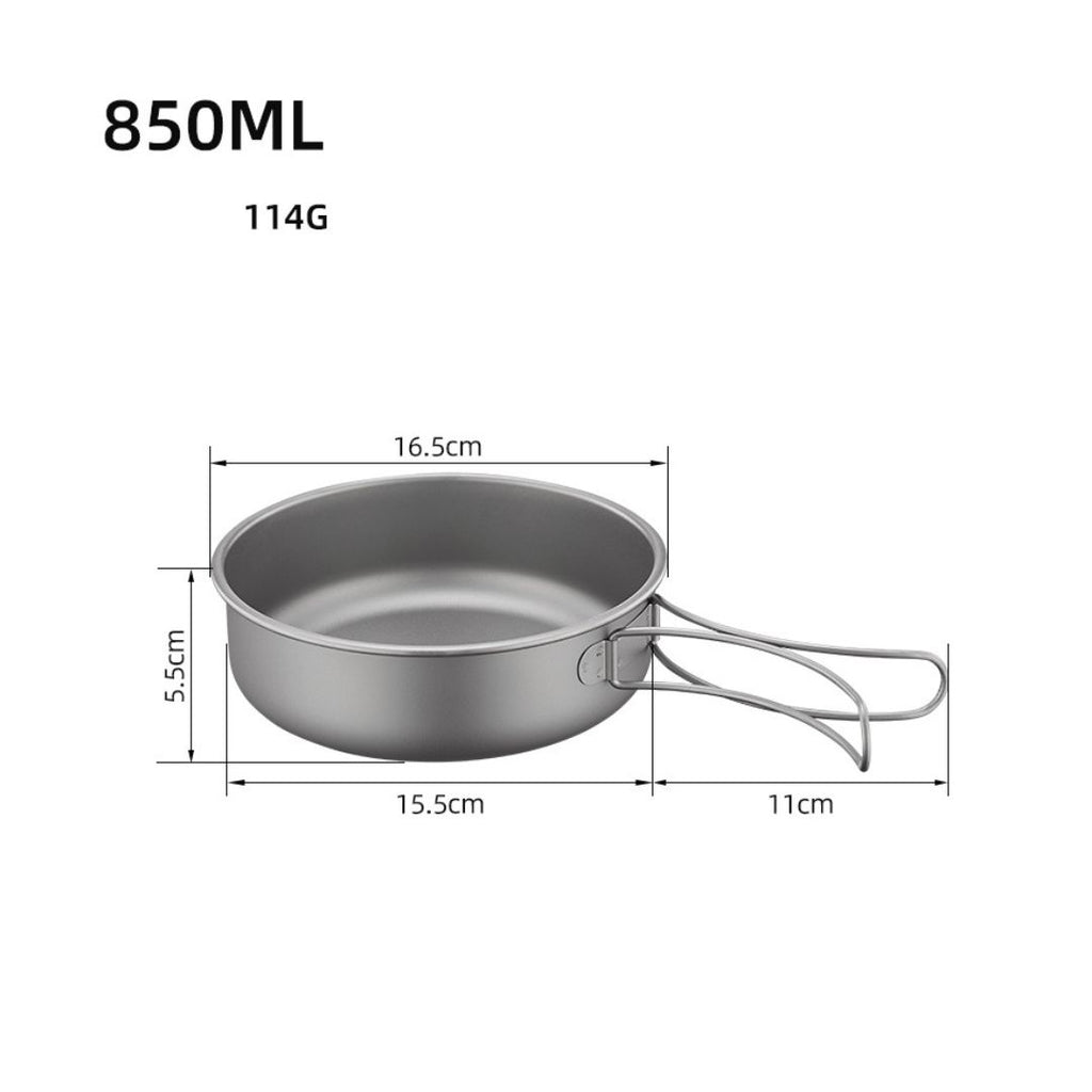 Titanium Cookware Set – 6-Piece Lightweight Folding Frying Pan / Tableware Kit