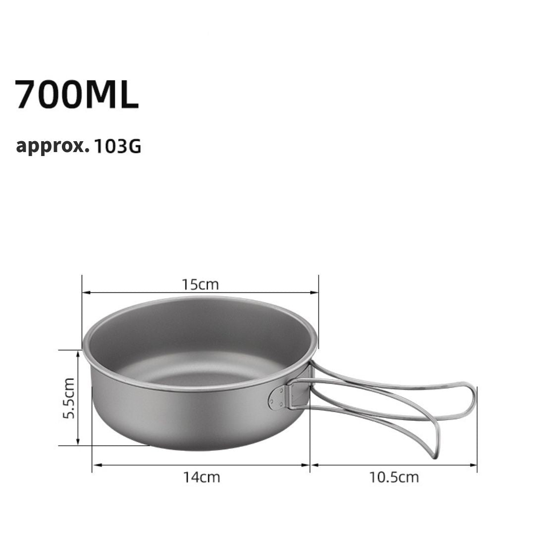 Titanium Cookware Set – 6-Piece Lightweight Folding Frying Pan / Tableware Kit