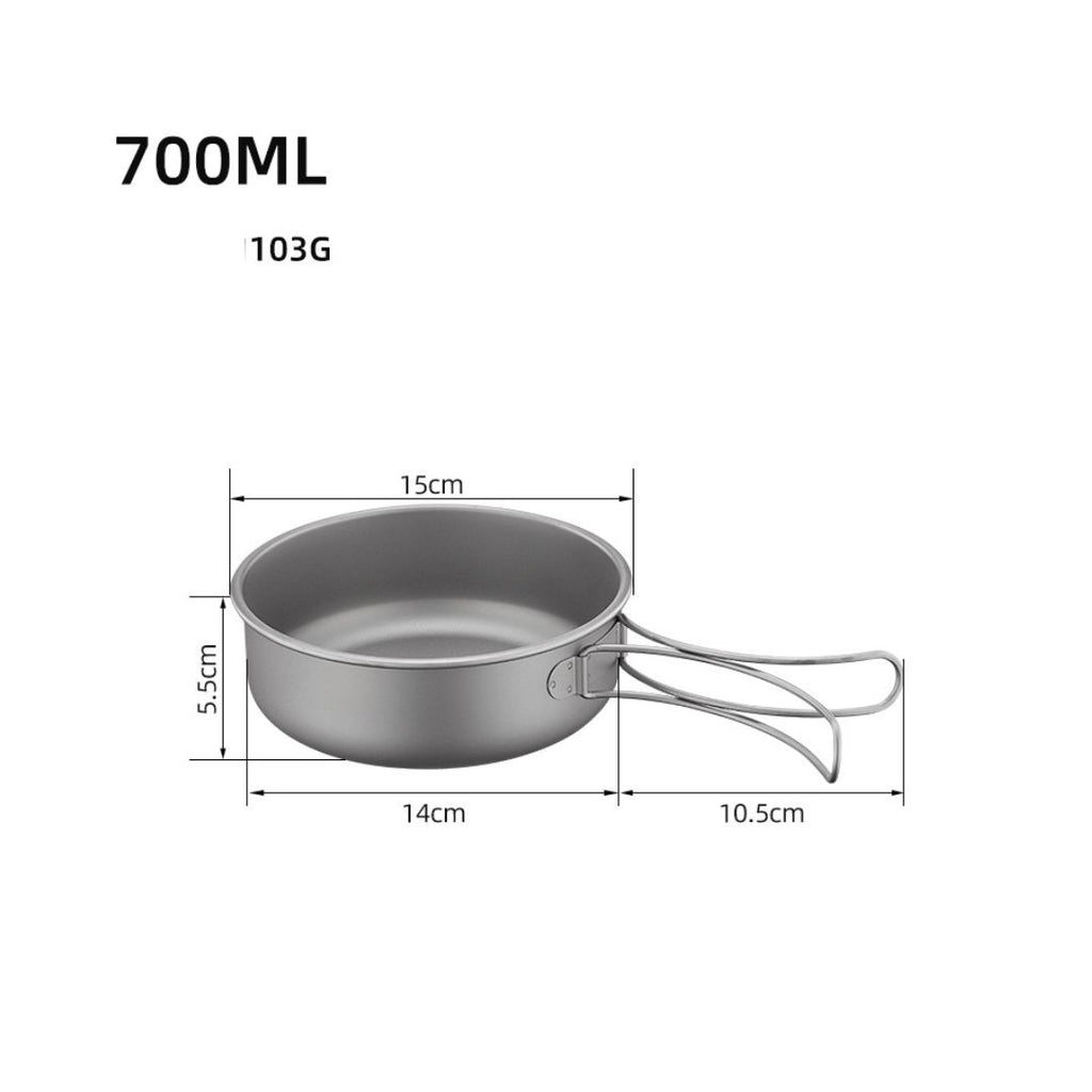 Titanium Cookware Set – 6-Piece Lightweight Folding Frying Pan / Tableware Kit