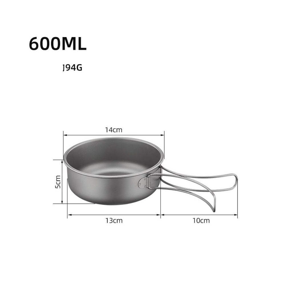 Titanium Cookware Set – 6-Piece Lightweight Folding Frying Pan / Tableware Kit