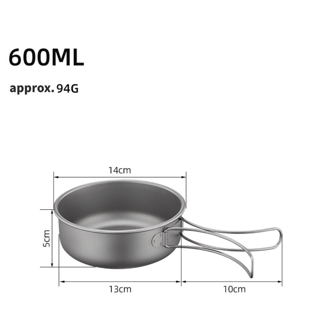 Titanium Cookware Set – 6-Piece Lightweight Folding Frying Pan / Tableware Kit