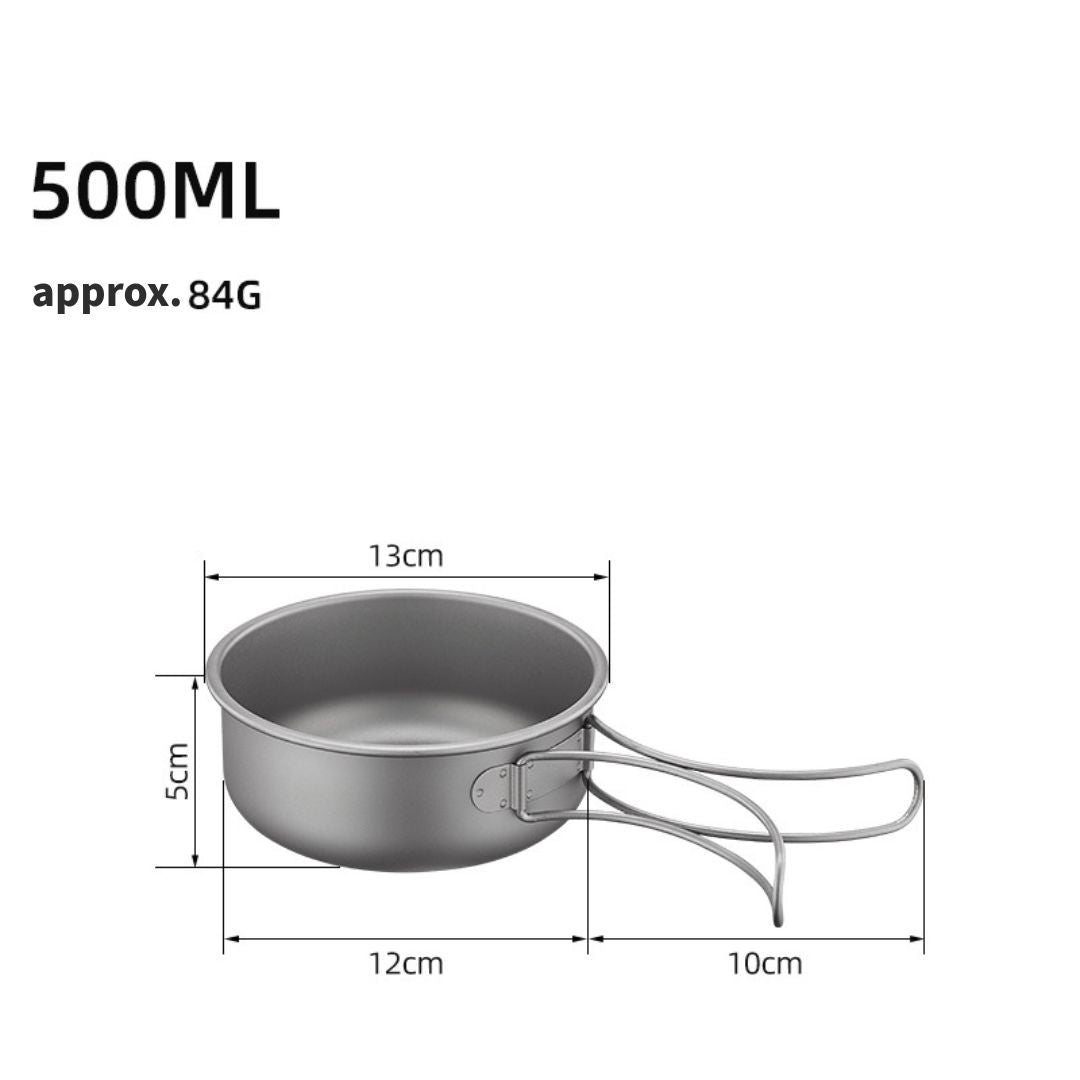 Titanium Cookware Set – 6-Piece Lightweight Folding Frying Pan / Tableware Kit