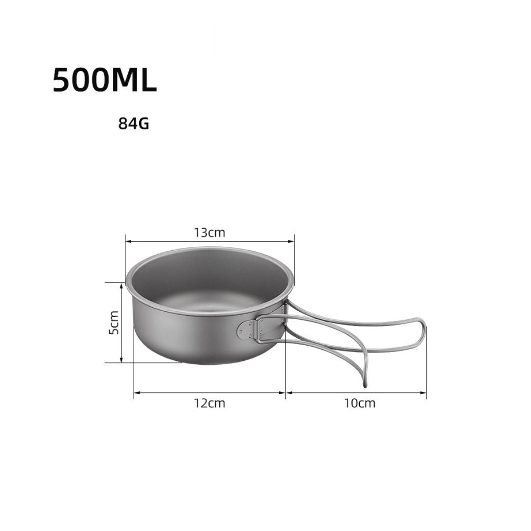 Titanium Cookware Set – 6-Piece Lightweight Folding Frying Pan / Tableware Kit