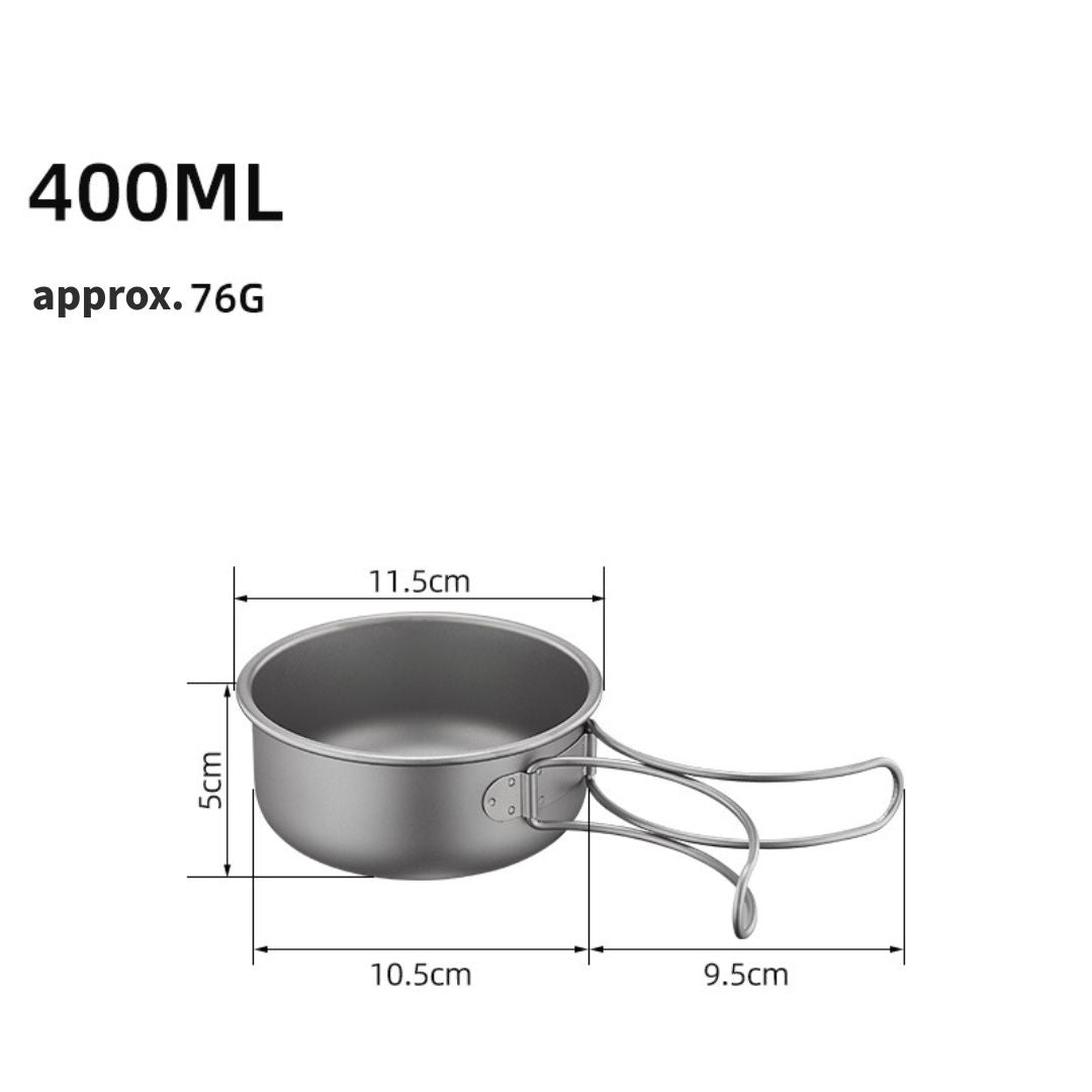 Titanium Cookware Set – 6-Piece Lightweight Folding Frying Pan / Tableware Kit