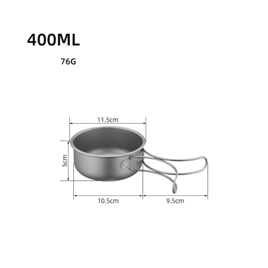 Titanium Cookware Set – 6-Piece Lightweight Folding Frying Pan / Tableware Kit