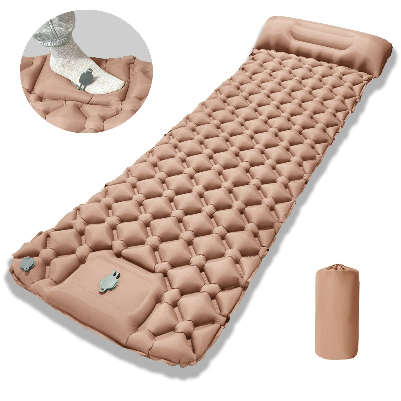 Portable Inflatable Sleeping Pad with Pillow