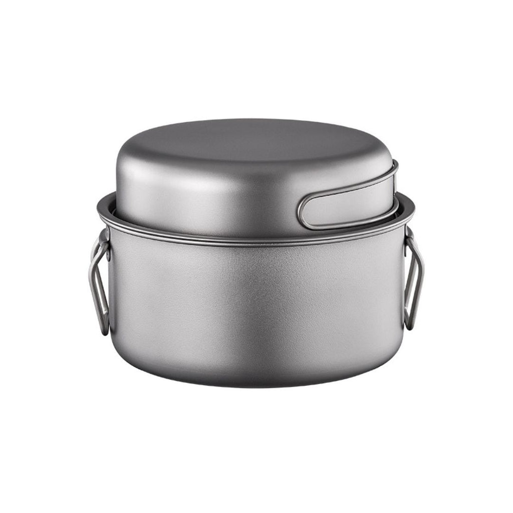 Titanium Cookware Set 9-Piece – Lightweight Folding Pot, Frying Pan, Lid &amp; Steamer