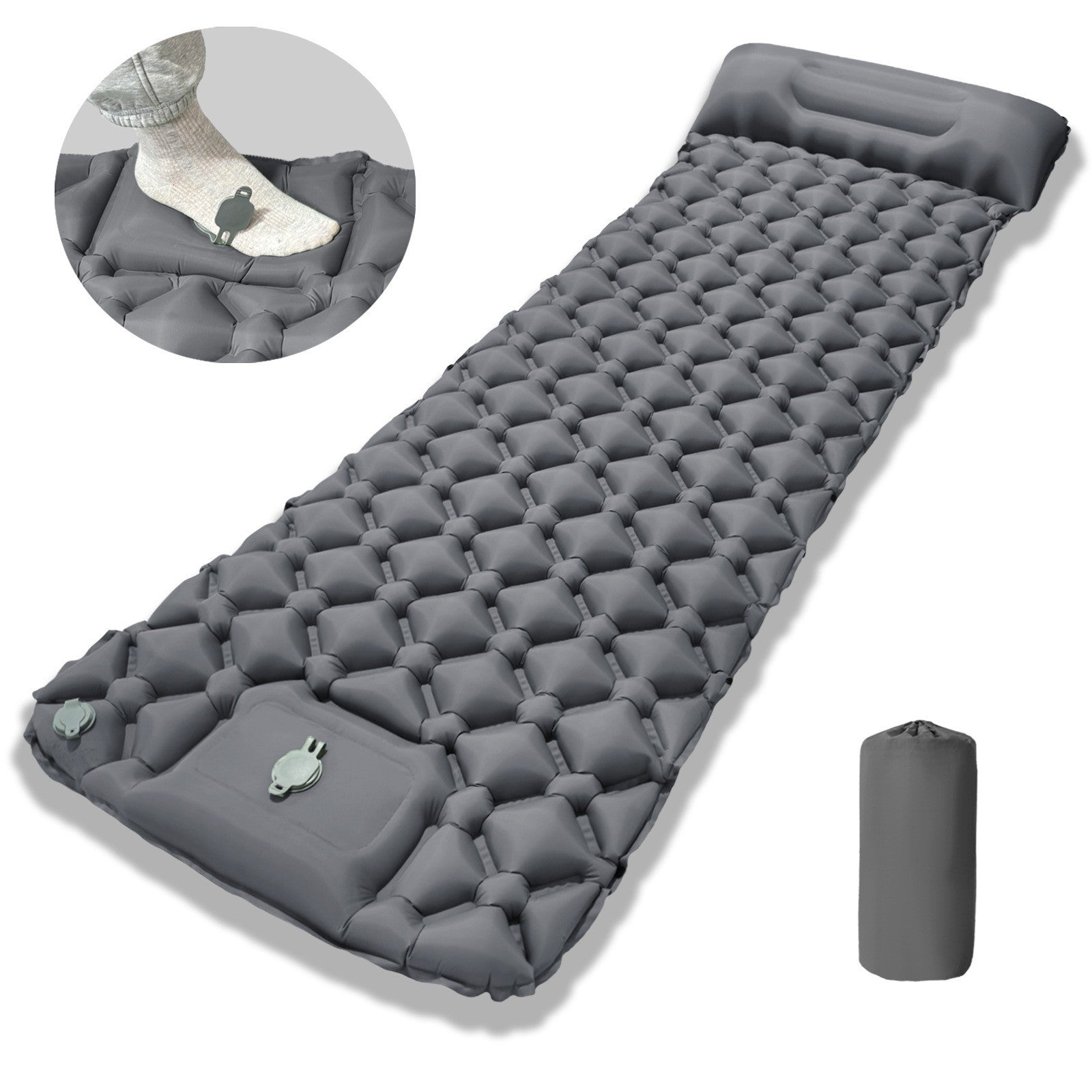 Portable Inflatable Sleeping Pad with Pillow